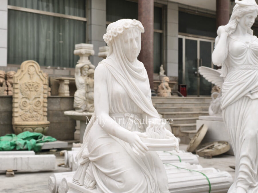 Life-size Marble Veiled Vestal Statue Replica