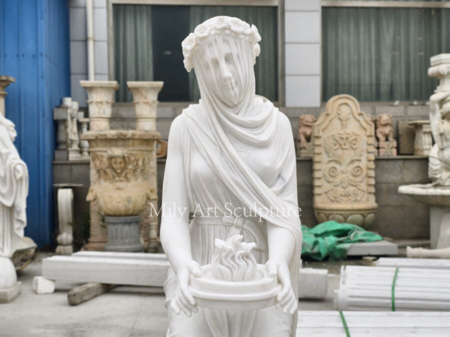 Marble Veiled Vestal Statue