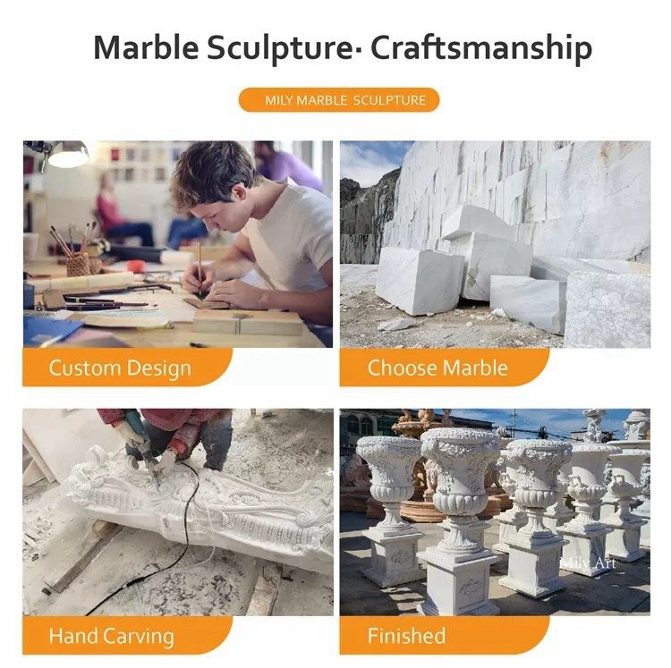 1.3.carving of outdoor marble planter mily sculpture