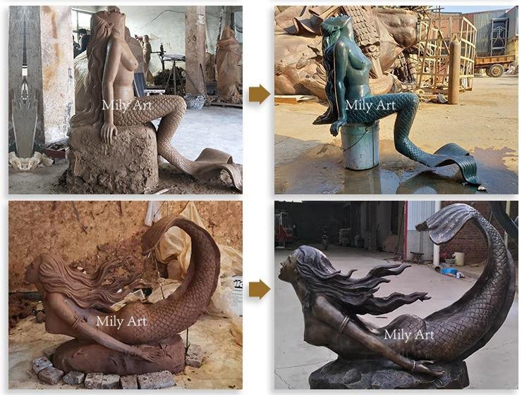 1.3.clay mold of mermaid outdoor decor mily statue