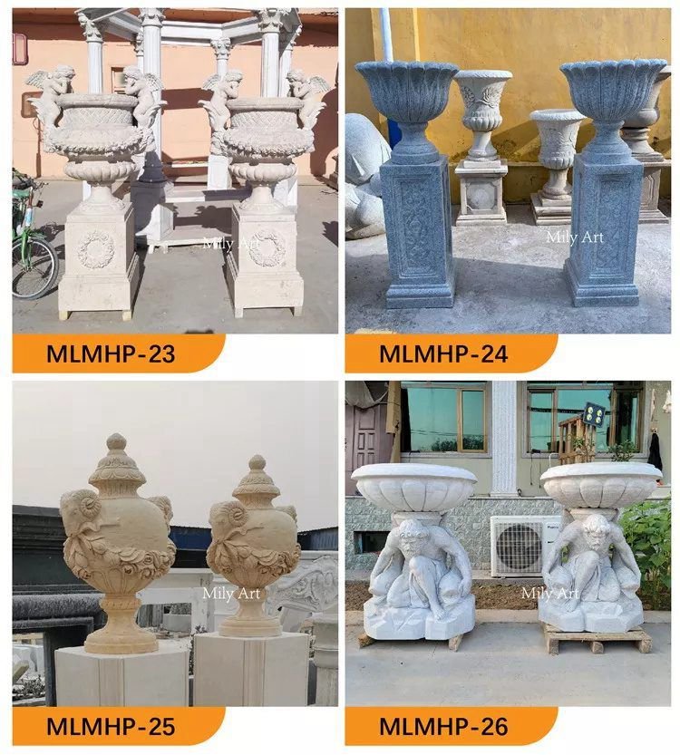 2.4.outdoor marble planter mily sculpture
