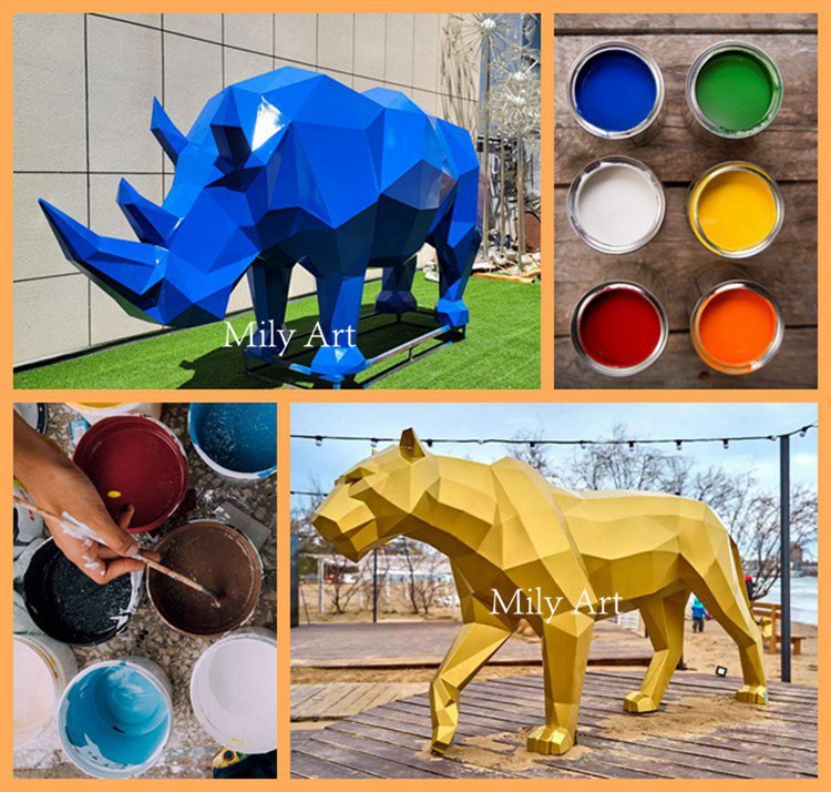 3.1.custom made geometric animal statue mily sculpture