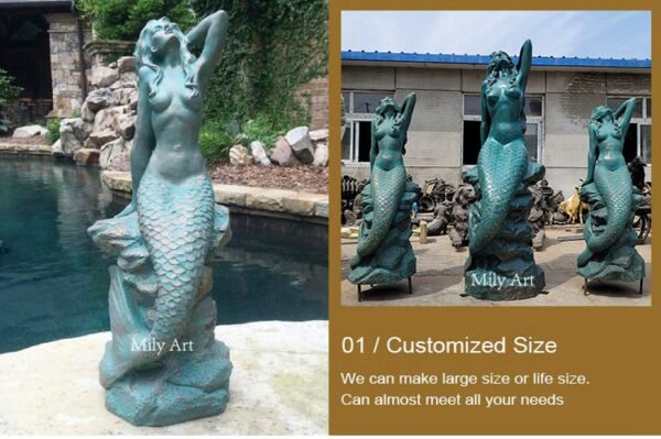 Custom production stage for a cast bronze mermaid statue
