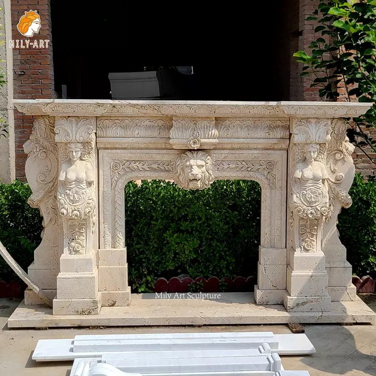 3.marble statue fireplace mily sculpture