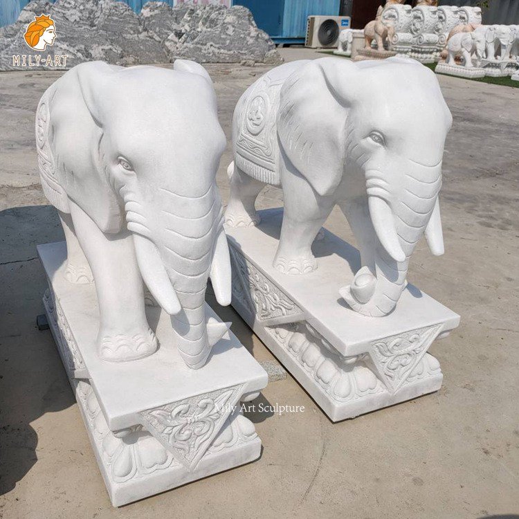 4.white elephant statues mily sculpture