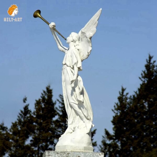 Life Size Marble Angel Blowing Horn Statue Factory Supply MLMS-154 ...