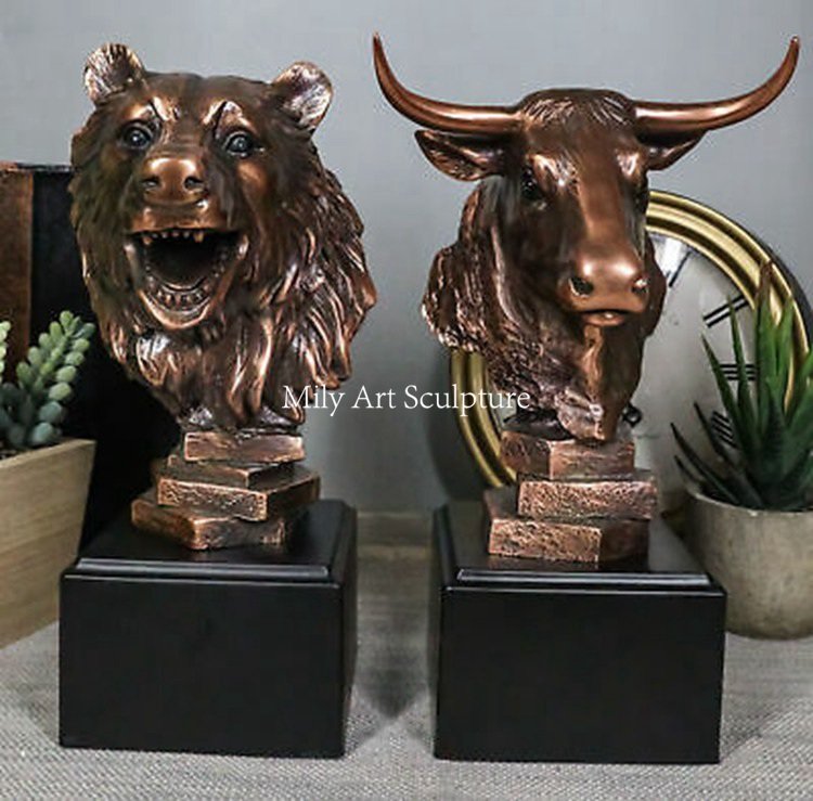 8.2.bronze bull and bear bust sculpture mily sculpture