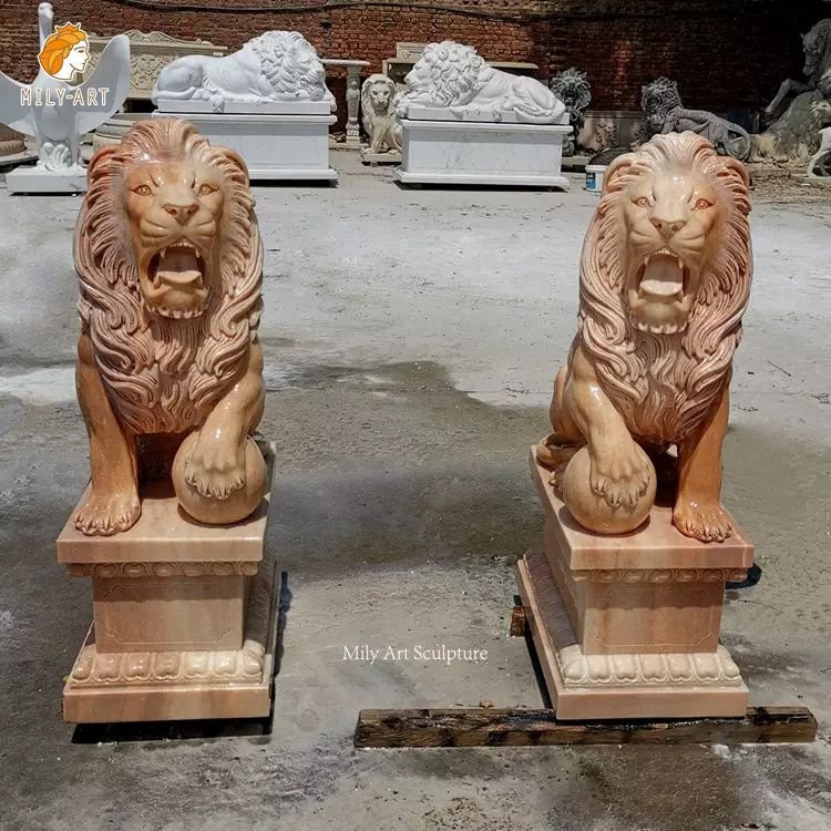 2.pair of lion statues mily sculpture