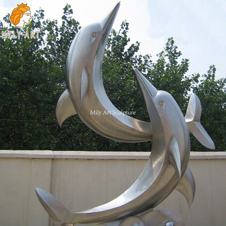 2.stainless steel dolphin sculpture mily sculpture