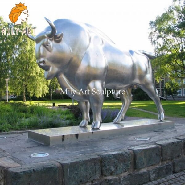 Large Polished Stainless Steel Bull Statue Factory Supplier MLSS064