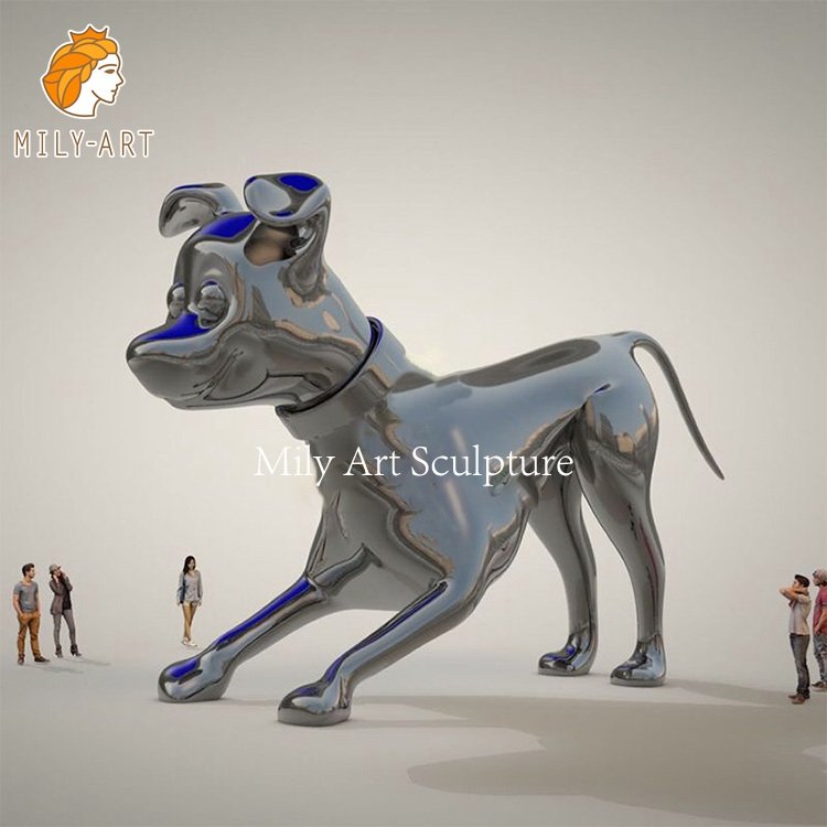 mirror polished large stainless steel dog sculpture wholesale mlss 16
