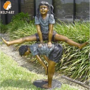 1.bronze boy and girl statue-Mily Statue