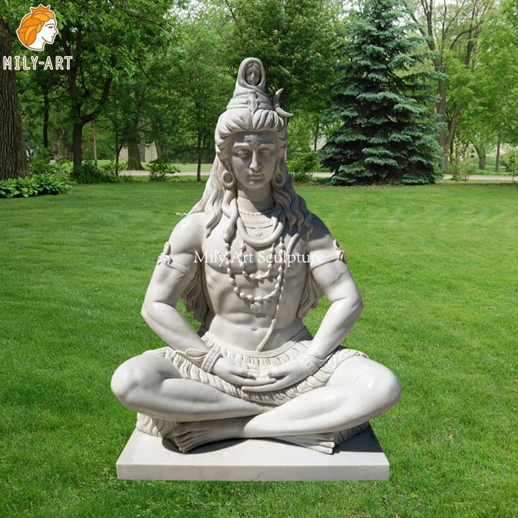 1.white marble Shiva statue-Mily Statue
