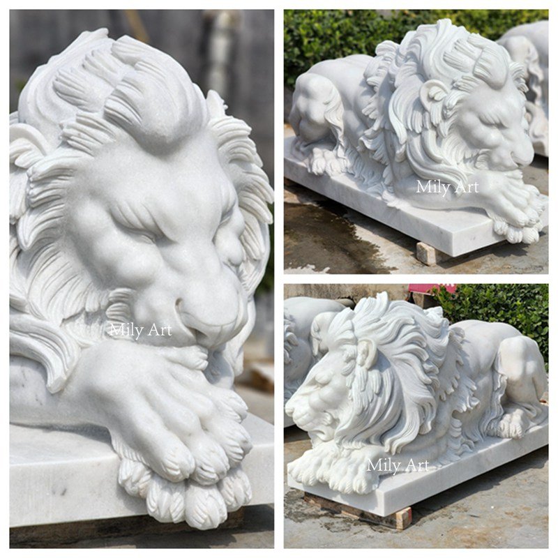 2.1.carving details show about the sleeping lion sculpture-Mily Sculpture