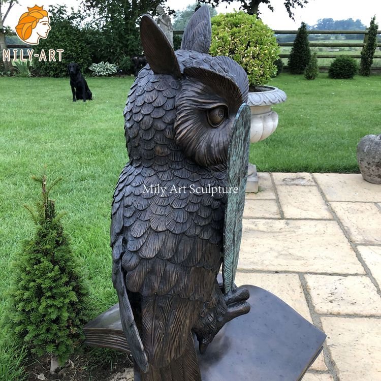 stunningly cast bronze owl garden sculpture supplier mlbs 095