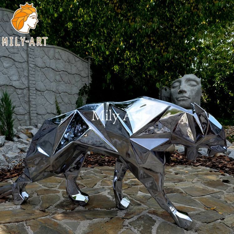 stainless steel geometric panther statue outdoor manufacturer &wholesale mlss 069
