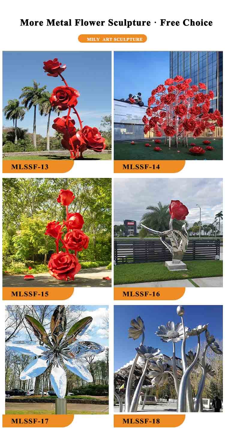 giant metal rose flower sculpture outdoor art decor factory supplier mlss 068