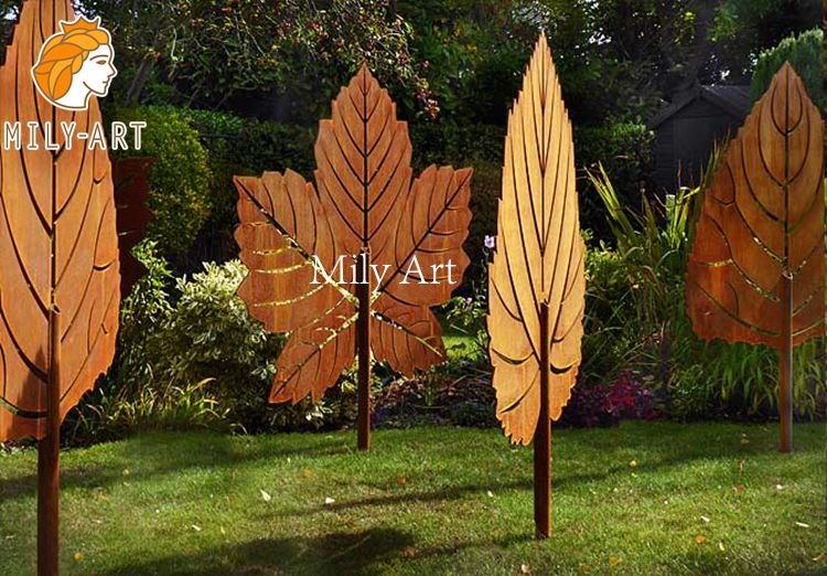 outdoor corten steel flower garden sculpture decor manufacturer mlss 070