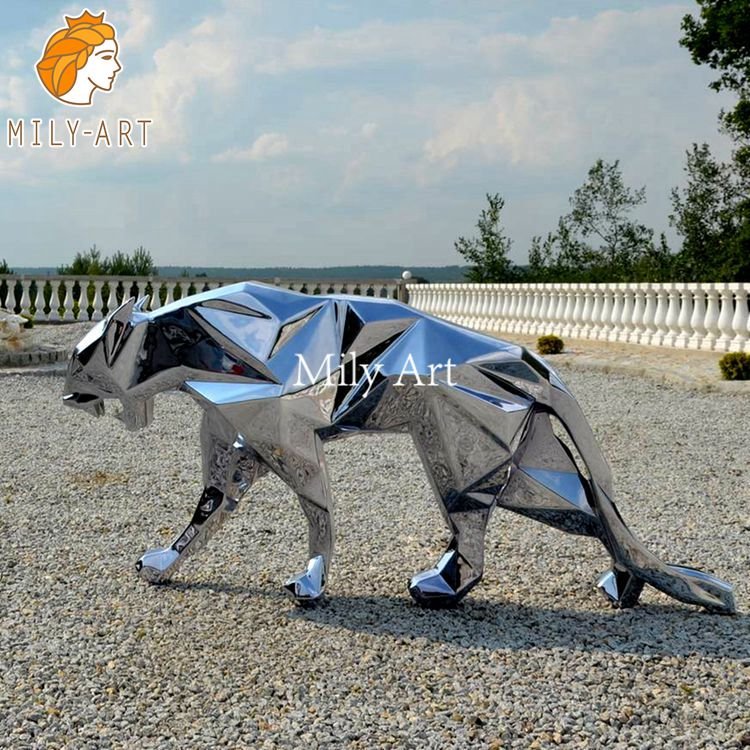 stainless steel geometric panther statue outdoor manufacturer &wholesale mlss 069