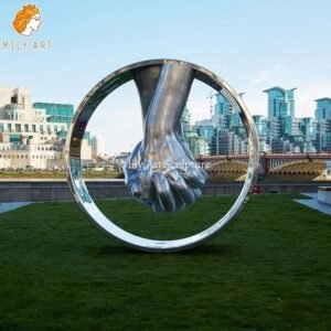 1.metal hand sculpture-Mily Statue