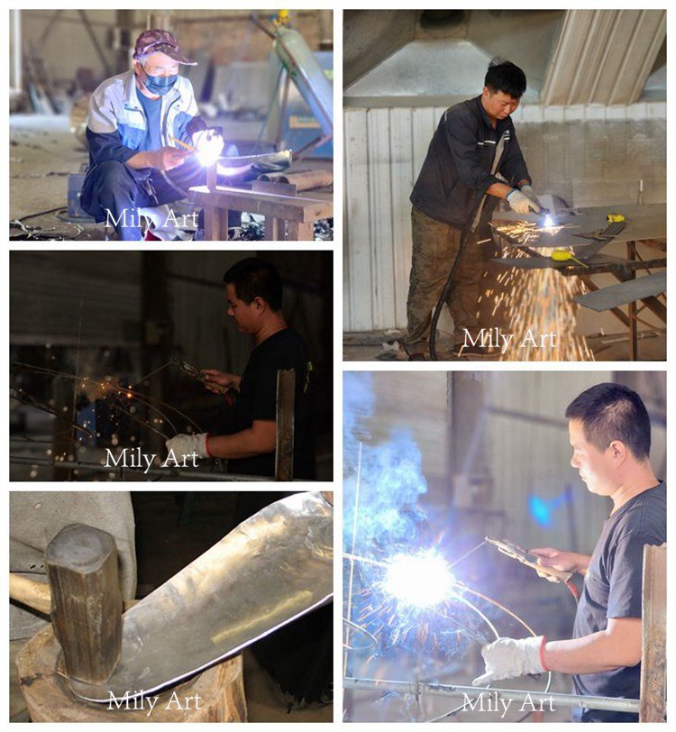 large mirror polished metal tree sculpture for outdoor decor mlss 077