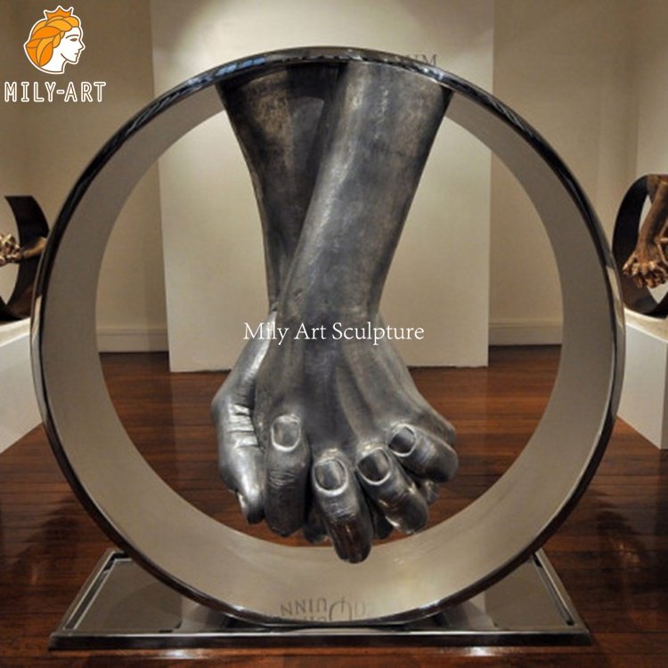 6.metal hand sculpture-Mily Statue