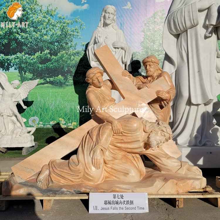 7.seventh station jesus falls the second time mily statue