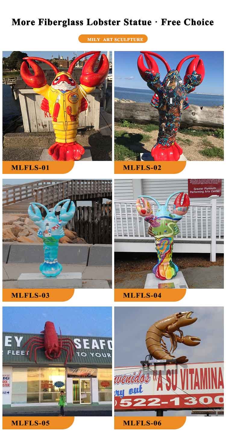 hot sale fiberglass lobster butler statue with tray mlfs 007