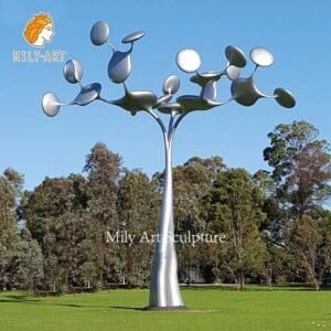 large mirror polished metal tree sculpture for outdoor decor mlss 077