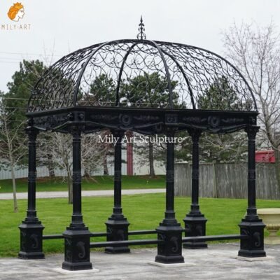 ornamental round wrought iron gazebo for outdoor garden wholesaler mlis 132