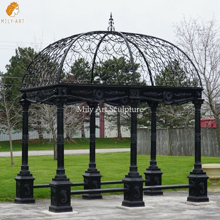 ornamental round wrought iron gazebo for outdoor garden wholesaler mlis 132