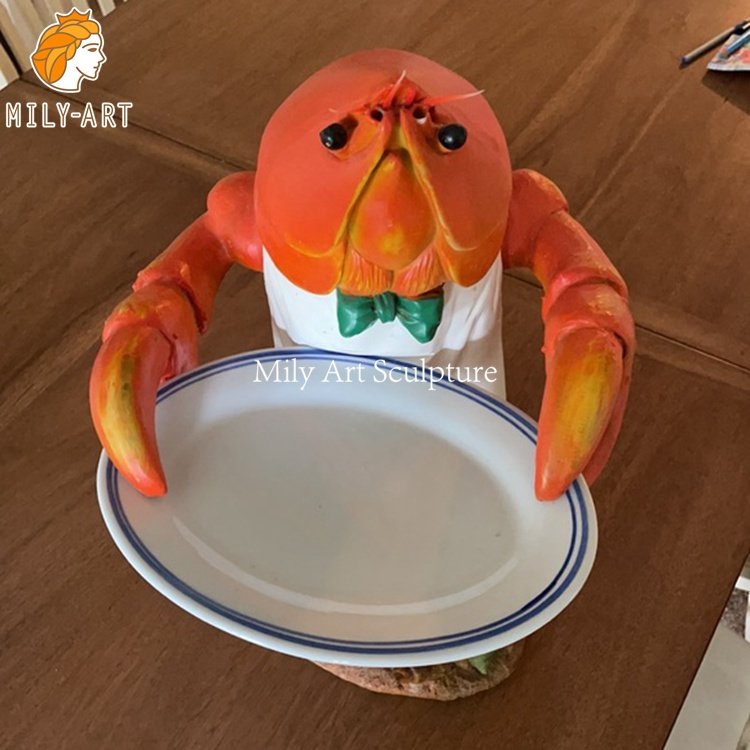 hot sale fiberglass lobster butler statue with tray mlfs 007