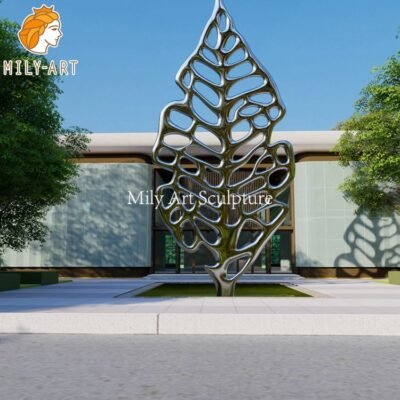 outdoor stainless steel metal leaf sculpture factory supplier mlss 074