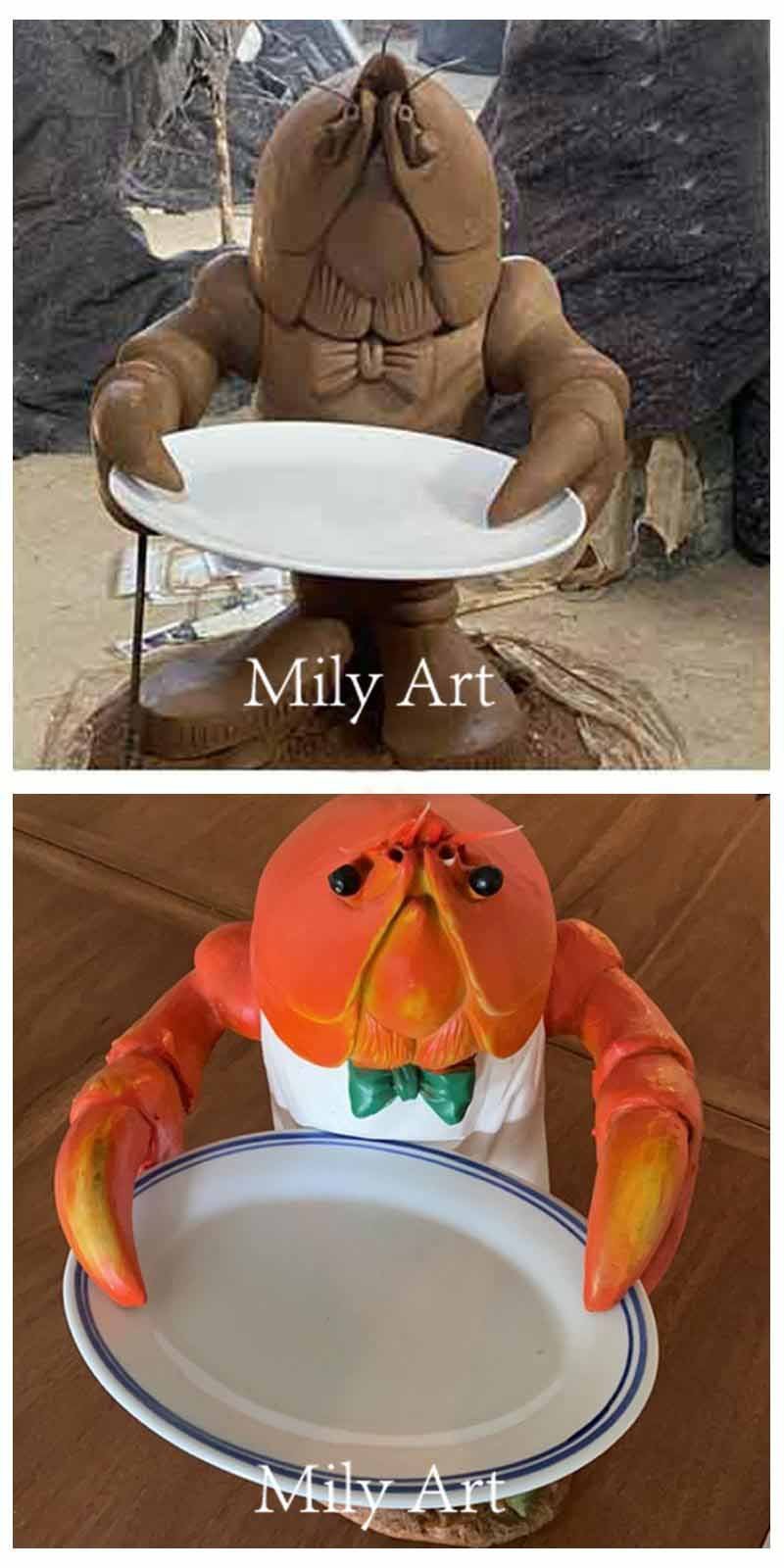 hot sale fiberglass lobster butler statue with tray mlfs 007