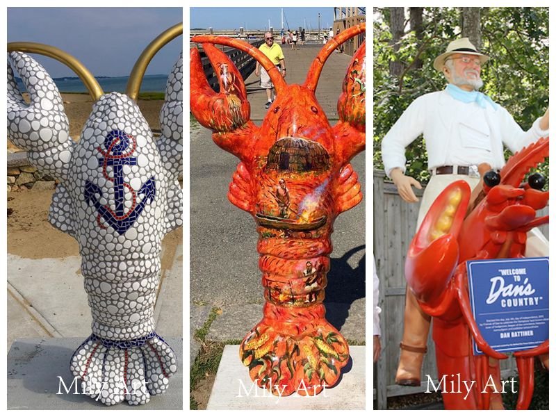 hot sale fiberglass lobster butler statue with tray mlfs 007