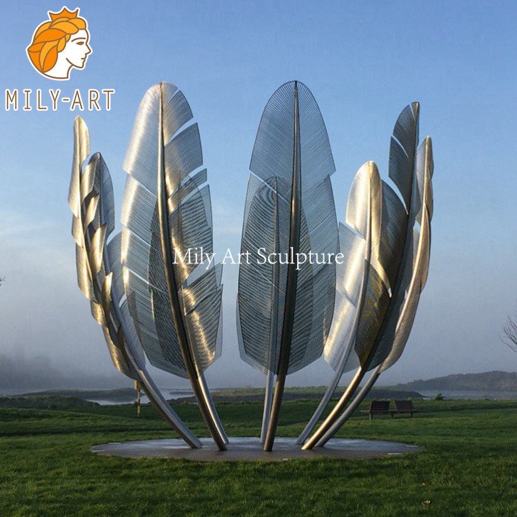 custom large metal feather sculpture park decor manufacturer mlss 079
