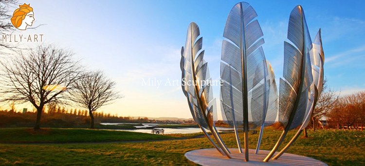 custom large metal feather sculpture park decor manufacturer mlss 079