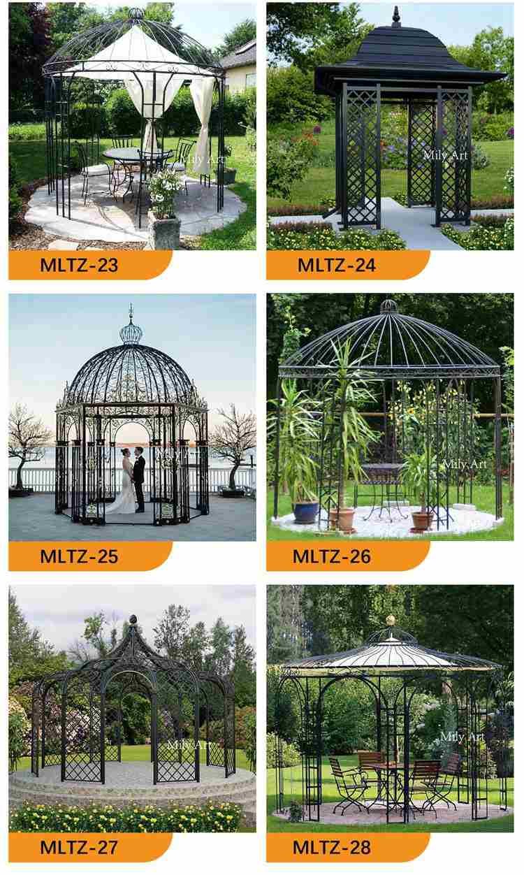 ornamental round wrought iron gazebo for outdoor garden wholesaler mlis 132