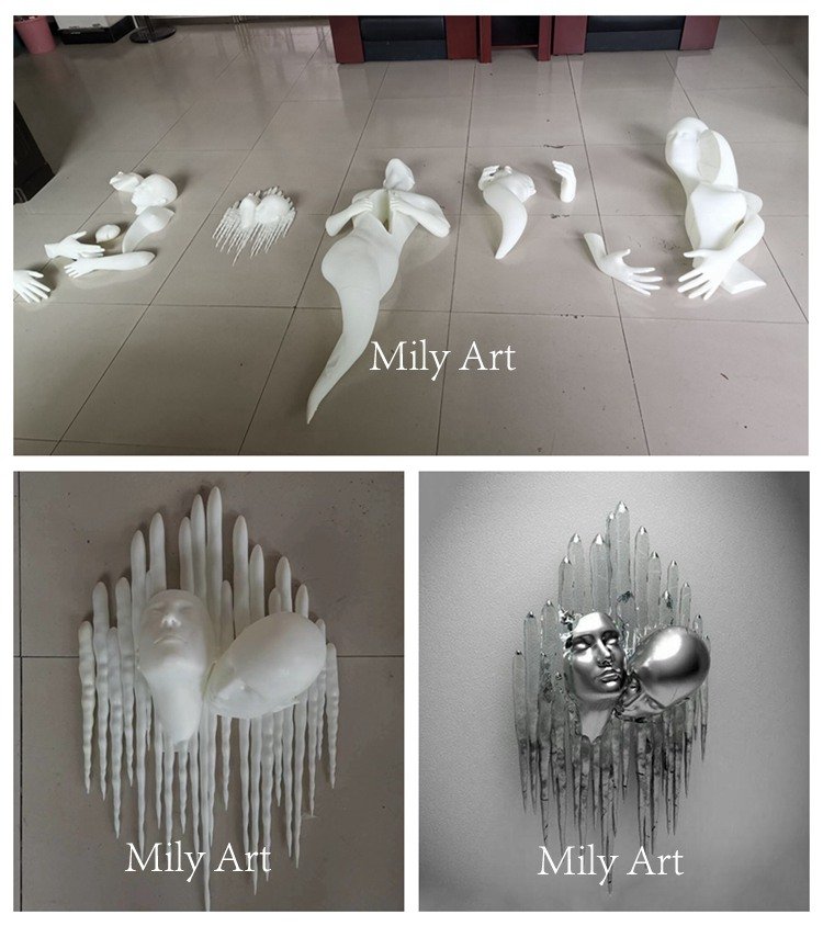 modern abstract stainless steel wall sculpture art decor manufacturer mlss 083