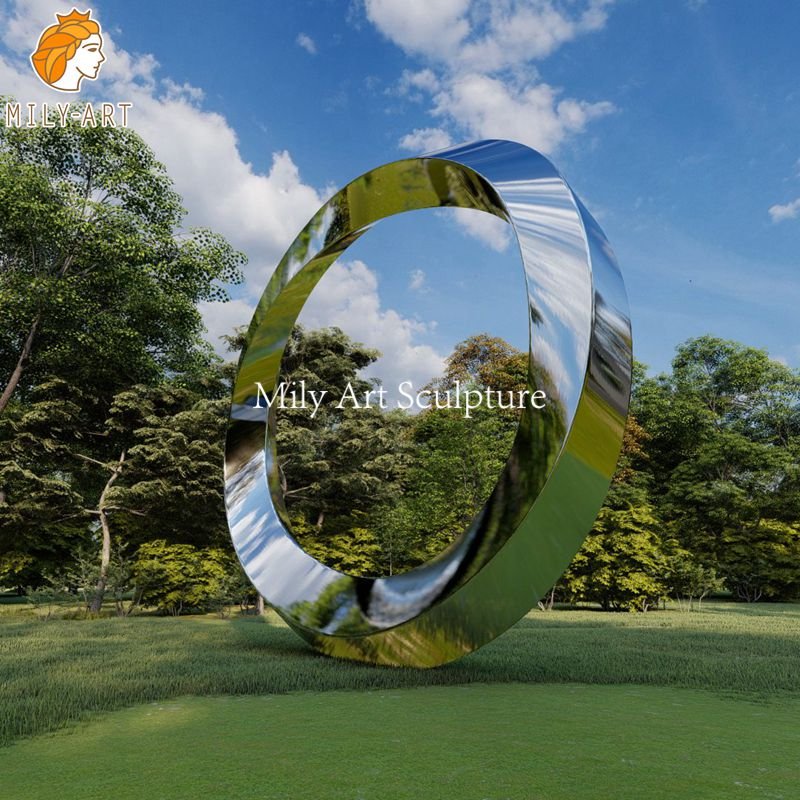 mirror polished large modern metal ring sculpture wholesale mlss 086