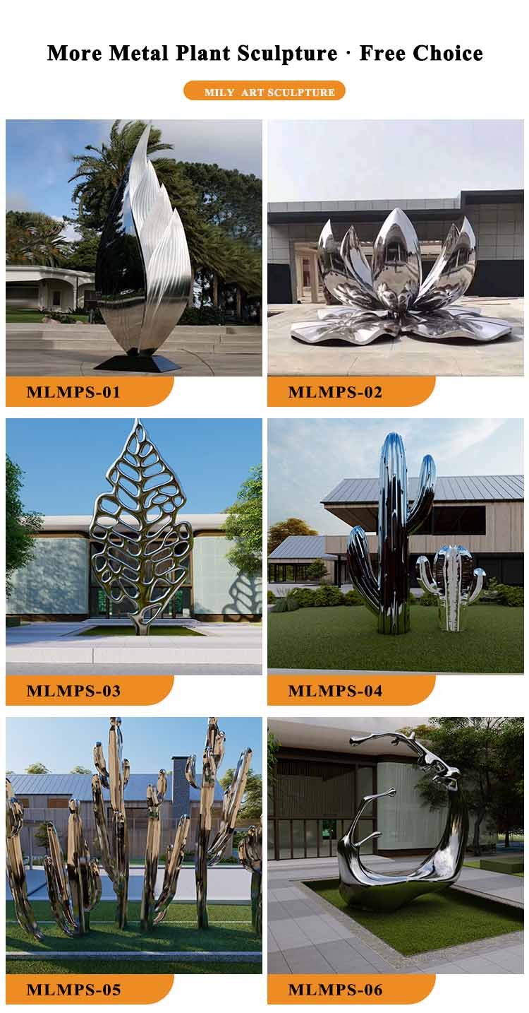 outdoor mirror polished metal cactus sculptures wholesale mlss 084