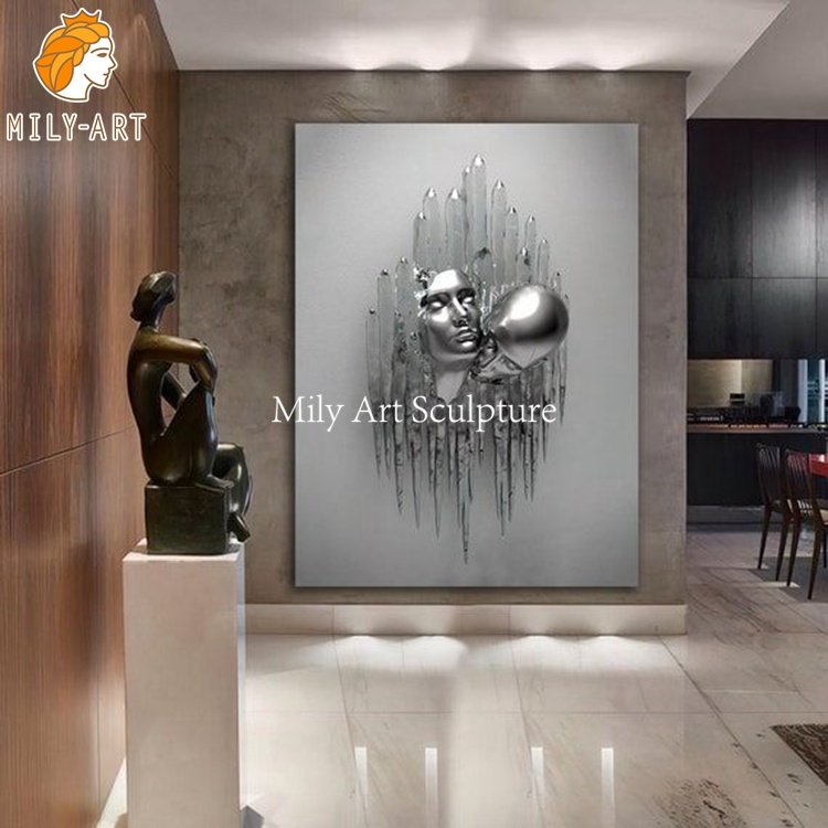 modern abstract stainless steel wall sculpture art decor manufacturer mlss 083