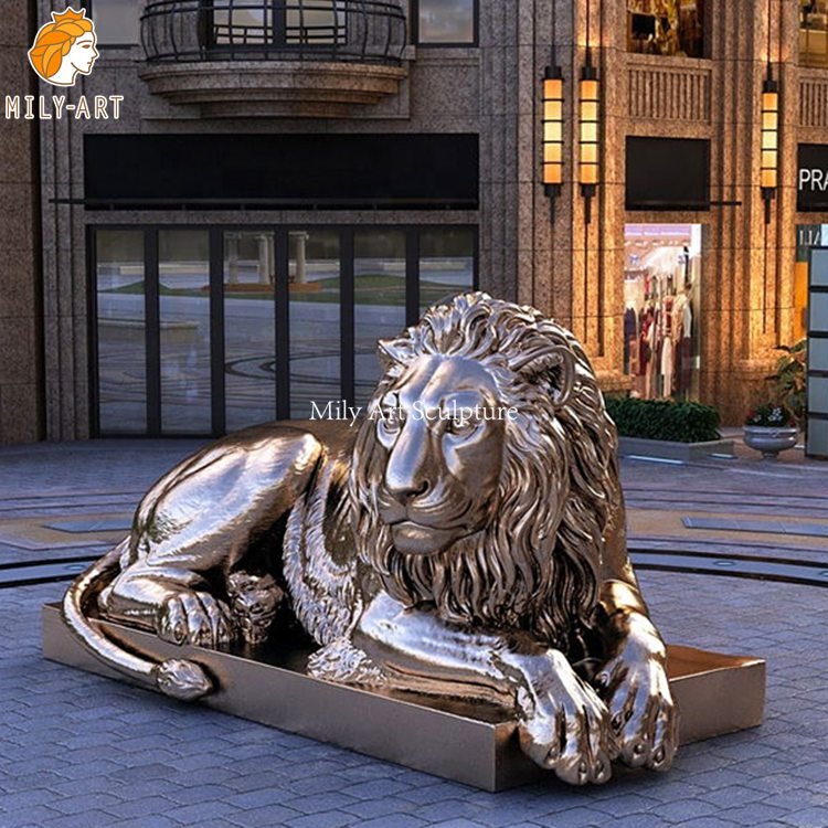 3. bronze lying lion statue-Mily Statue