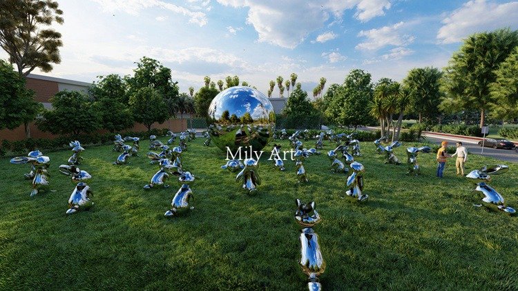 2.2.metal rabbit statue-Mily Factory