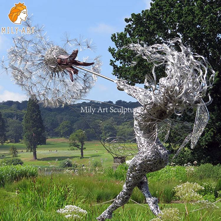 2.wire dandelion fairy sculpture-Mily Statue