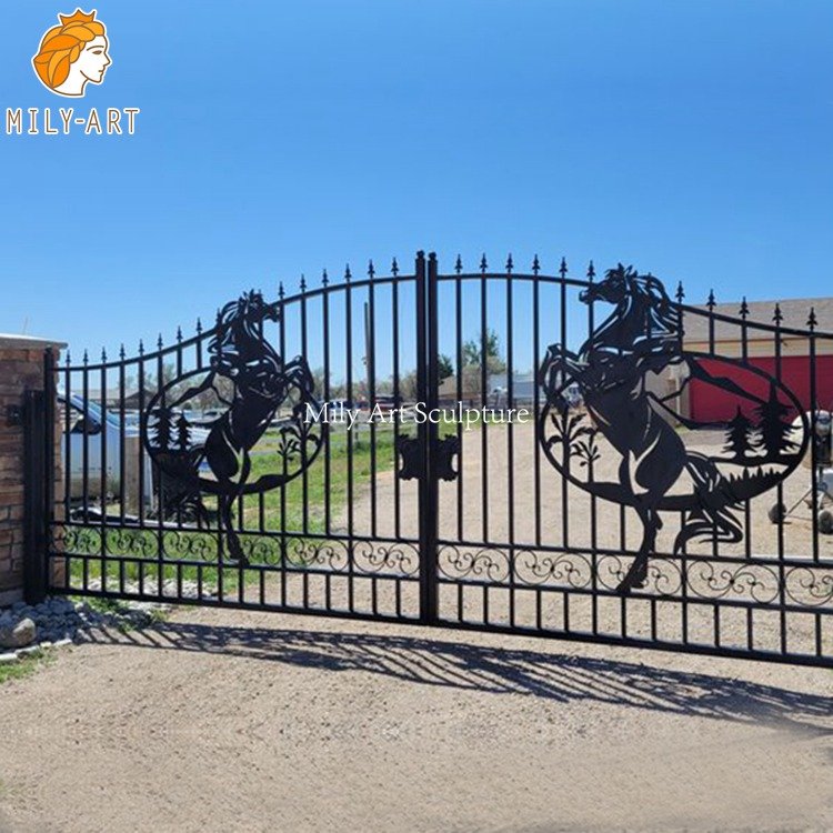 1.modern wrought iron gate-Mily Statue