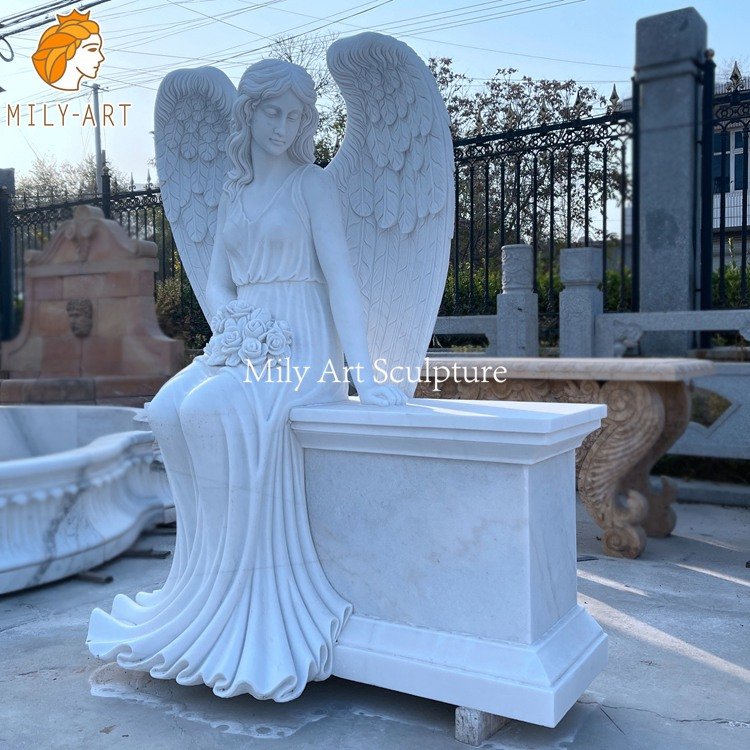 2. marble angel headstone-Mily Statue