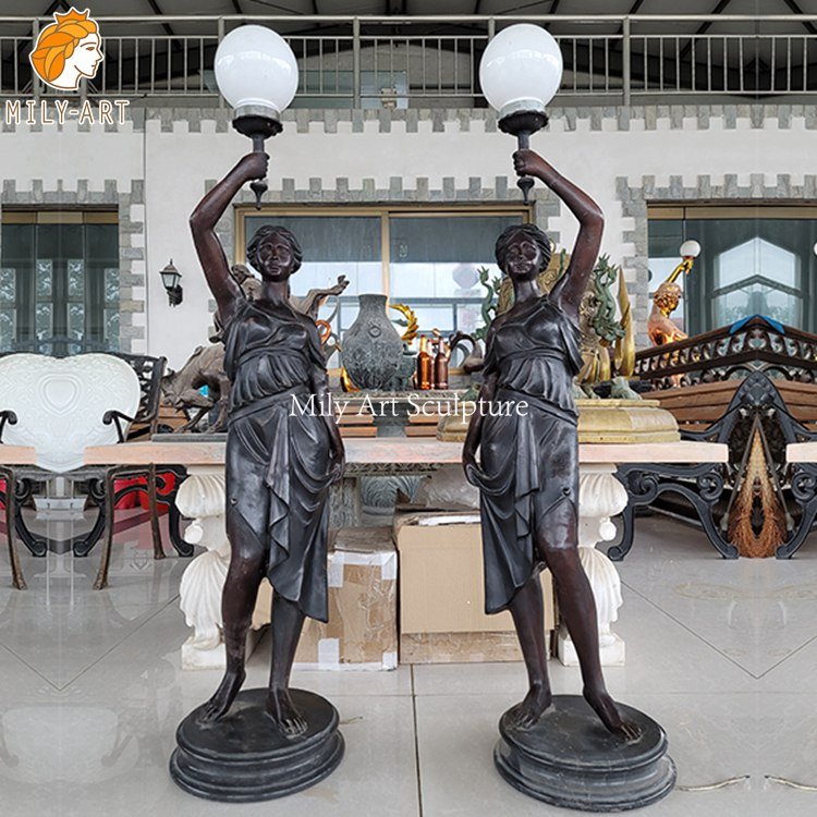 3. antique bronze lady lamps-Mily Statue