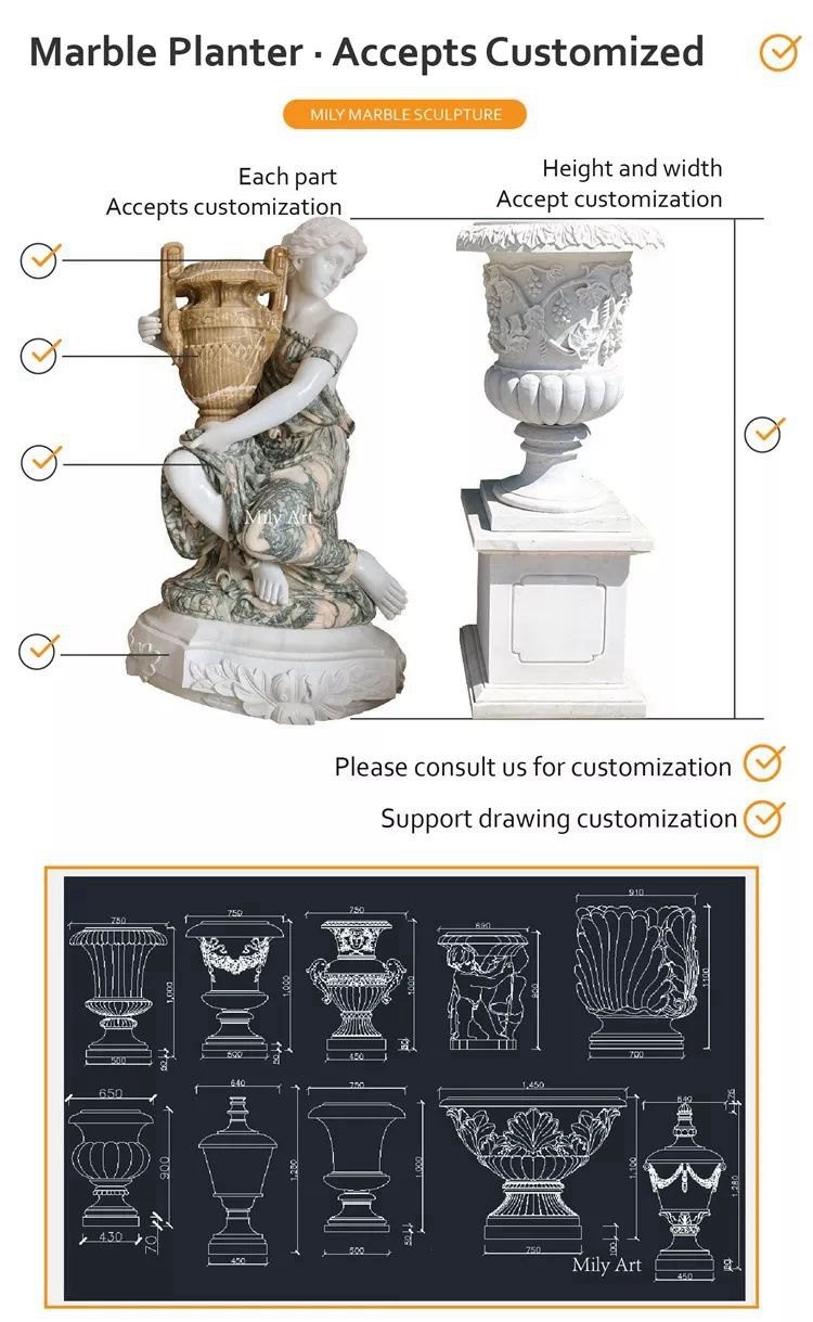 4.1. accept customization for the marble outdoor planter-Mily Statue