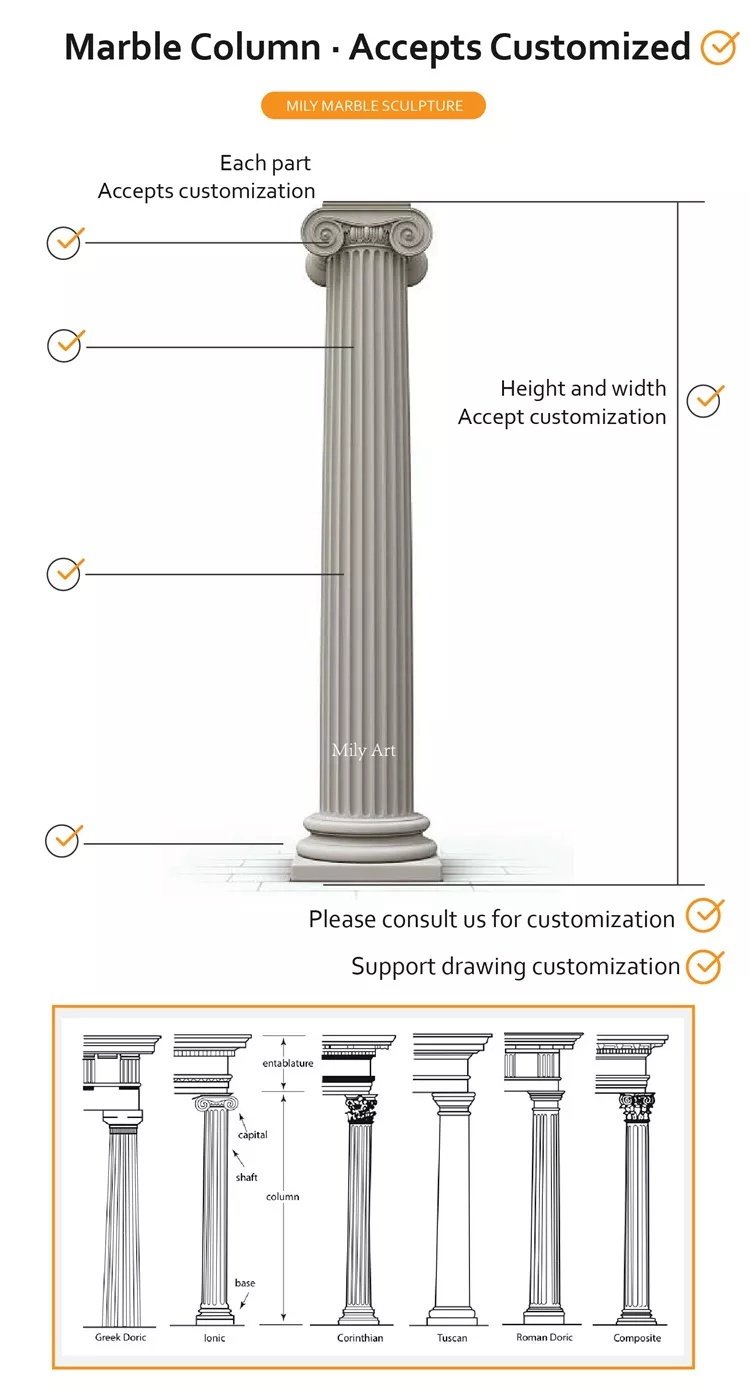 accept customization for the marble columns for sale-Mily Statue